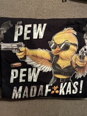 Graphic Short Sleeve Tee - Black "Pew" Chick Design